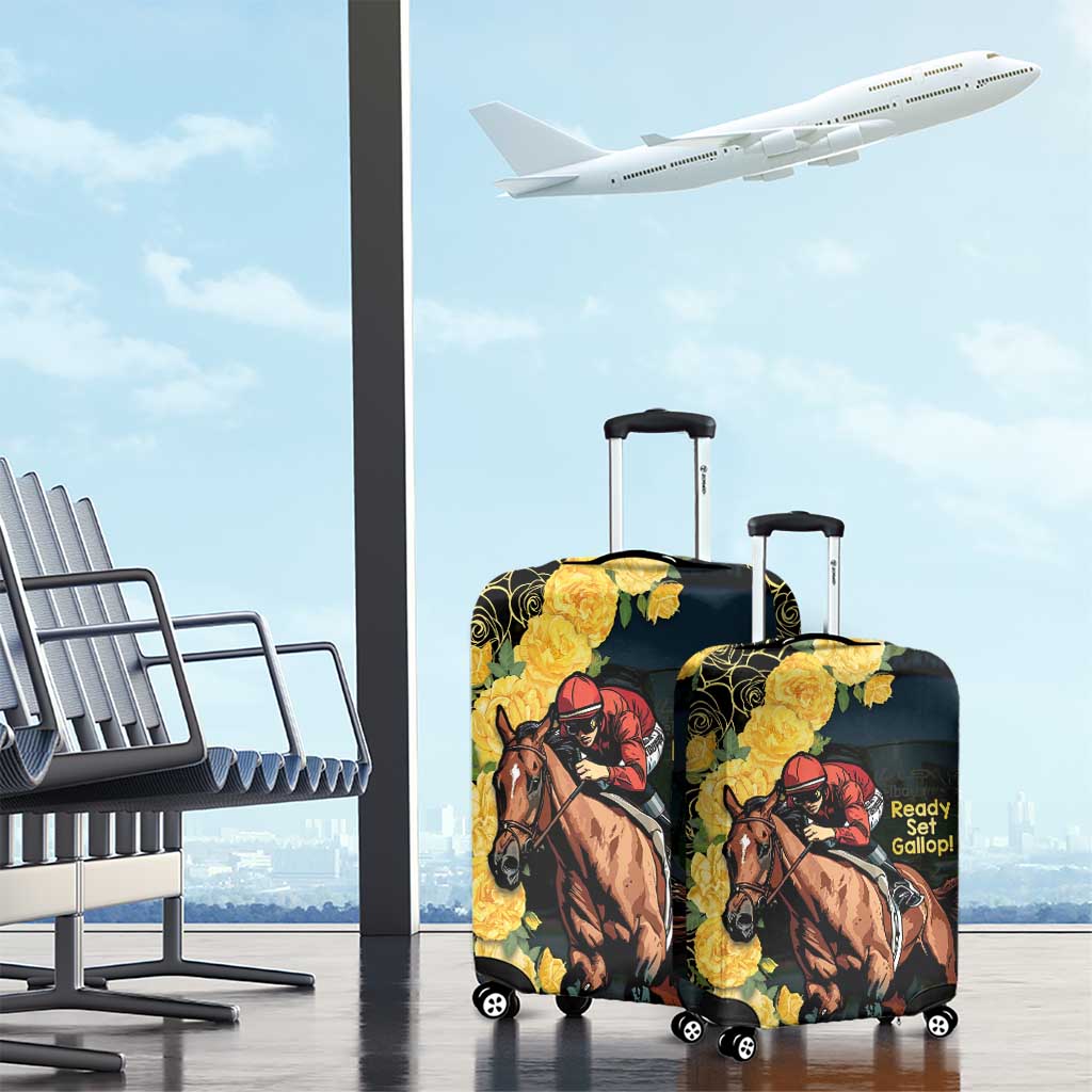 Melbourne Horse Racing Luggage Cover Yellow Roses - Ready Set Gallop! LT14