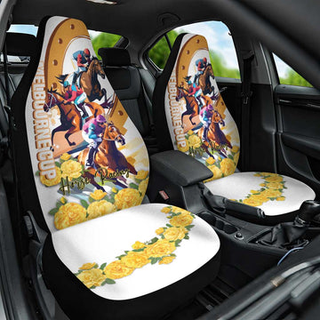 Melbourne Cup Australia Car Seat Cover Horse Racing Horseshoe Mix Yellow Roses LT14