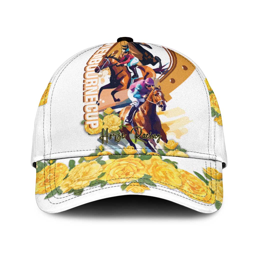 Melbourne Cup Australia Classic Cap Horse Racing Horseshoe Mix Yellow Roses LT14