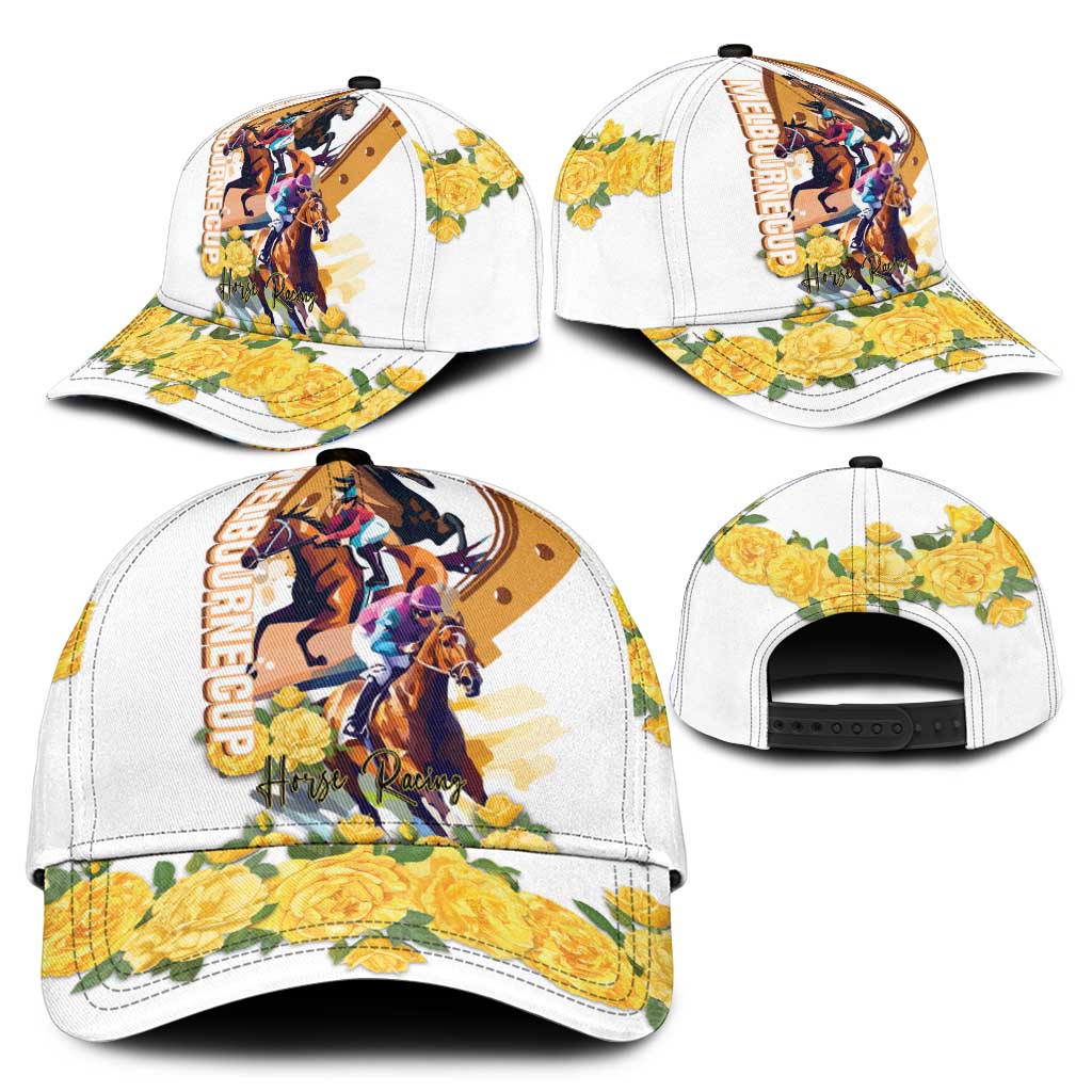 Melbourne Cup Australia Classic Cap Horse Racing Horseshoe Mix Yellow Roses LT14