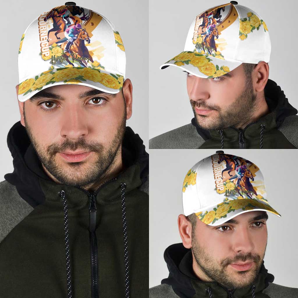 Melbourne Cup Australia Classic Cap Horse Racing Horseshoe Mix Yellow Roses LT14