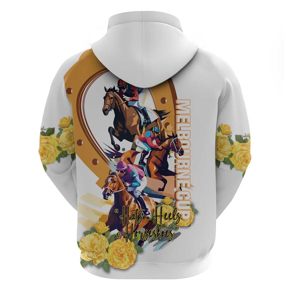 Melbourne Cup Australia Hoodie Horse Racing Horseshoe Mix Yellow Roses LT14