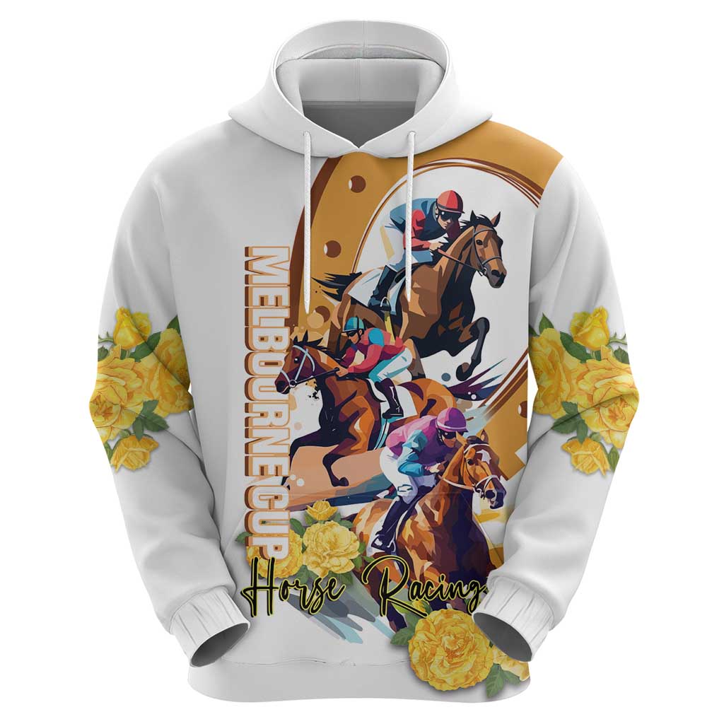 Melbourne Cup Australia Hoodie Horse Racing Horseshoe Mix Yellow Roses LT14