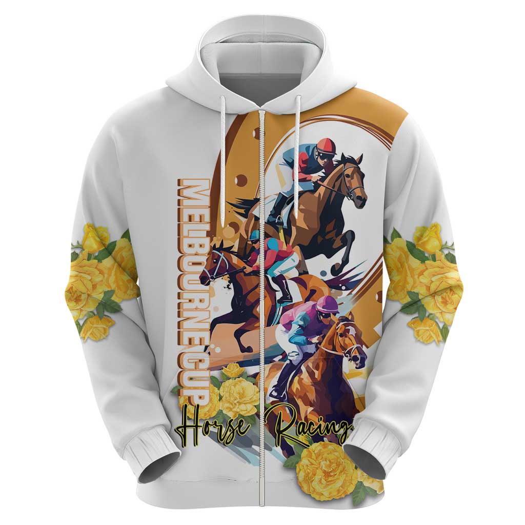 Melbourne Cup Australia Hoodie Horse Racing Horseshoe Mix Yellow Roses LT14