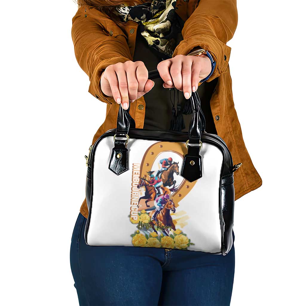 Melbourne Cup Australia Shoulder Handbag Horse Racing Horseshoe Mix Yellow Roses LT14