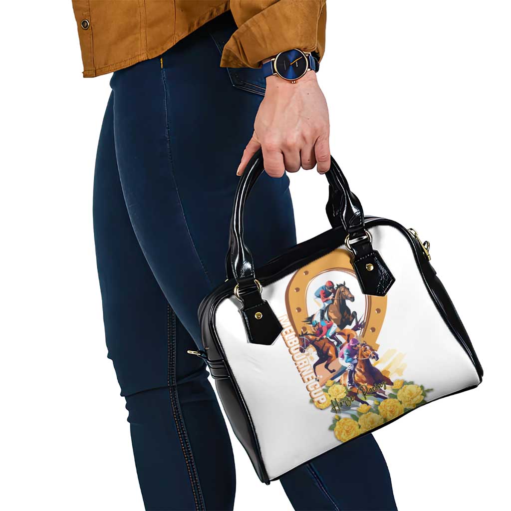Melbourne Cup Australia Shoulder Handbag Horse Racing Horseshoe Mix Yellow Roses LT14