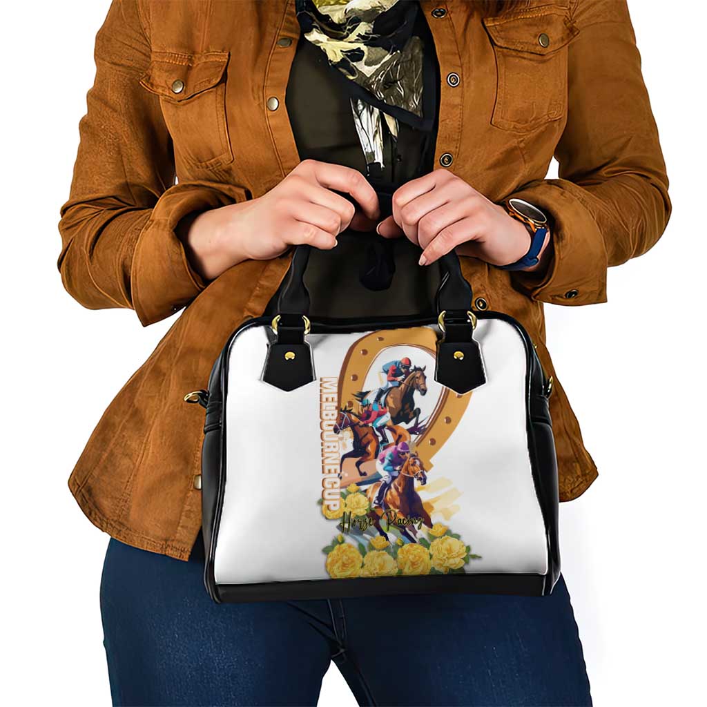Melbourne Cup Australia Shoulder Handbag Horse Racing Horseshoe Mix Yellow Roses LT14