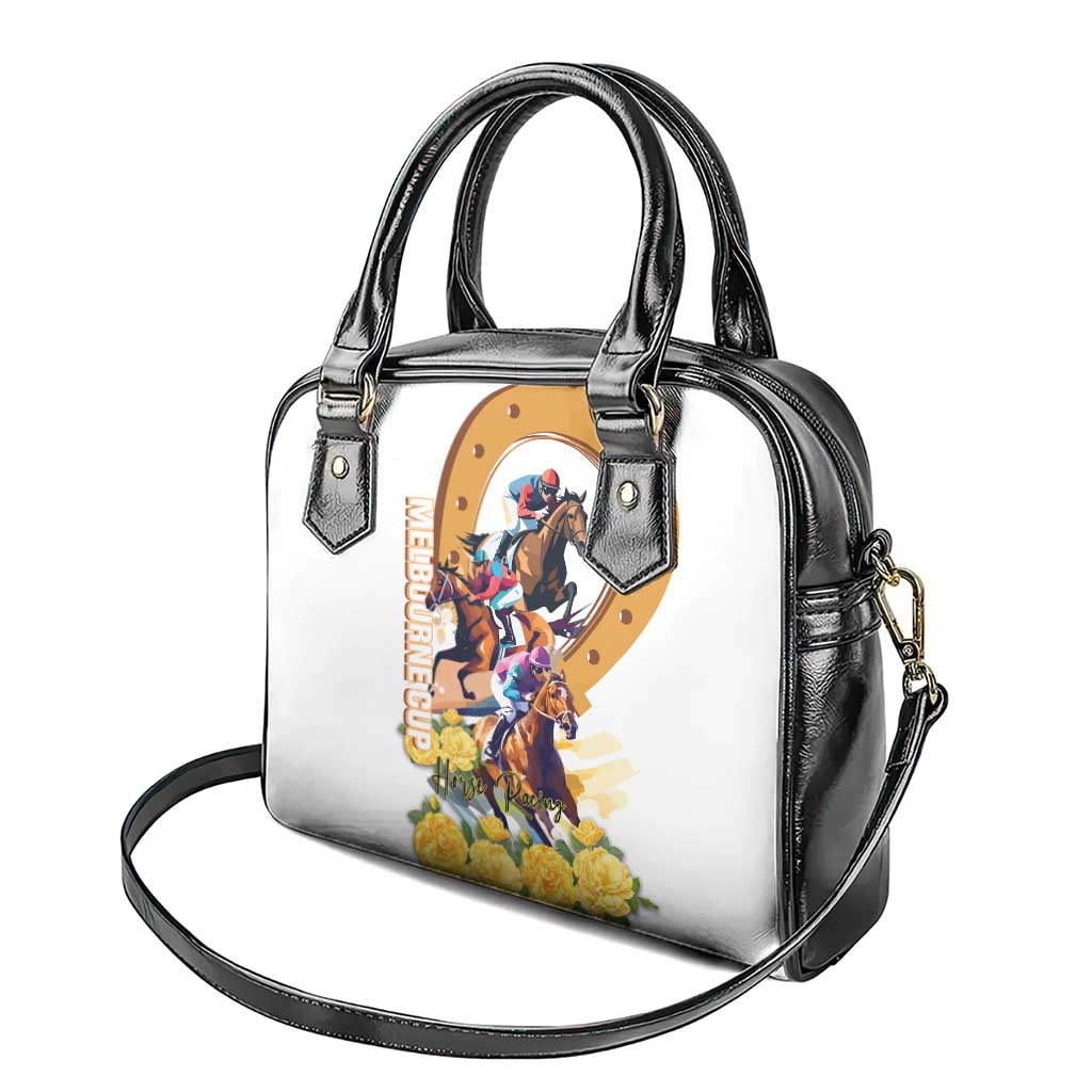 Melbourne Cup Australia Shoulder Handbag Horse Racing Horseshoe Mix Yellow Roses LT14
