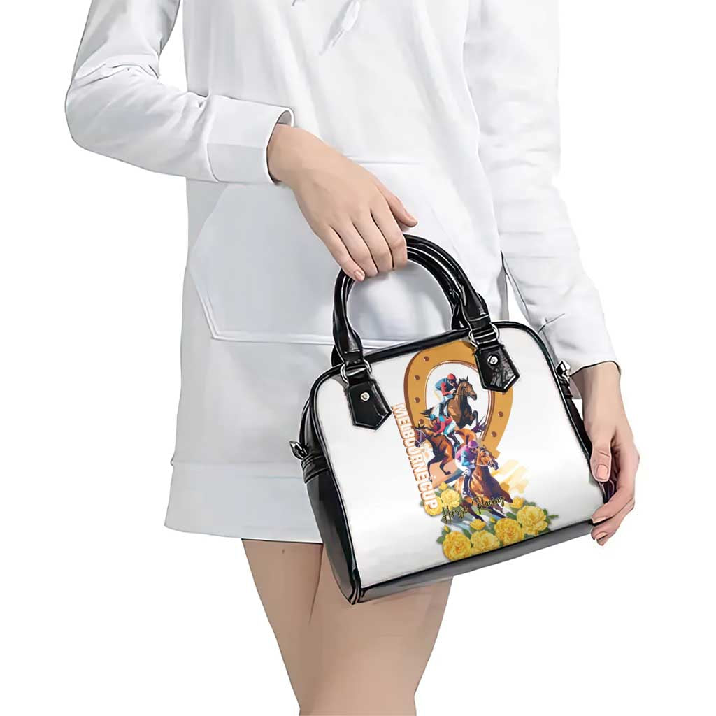 Melbourne Cup Australia Shoulder Handbag Horse Racing Horseshoe Mix Yellow Roses LT14