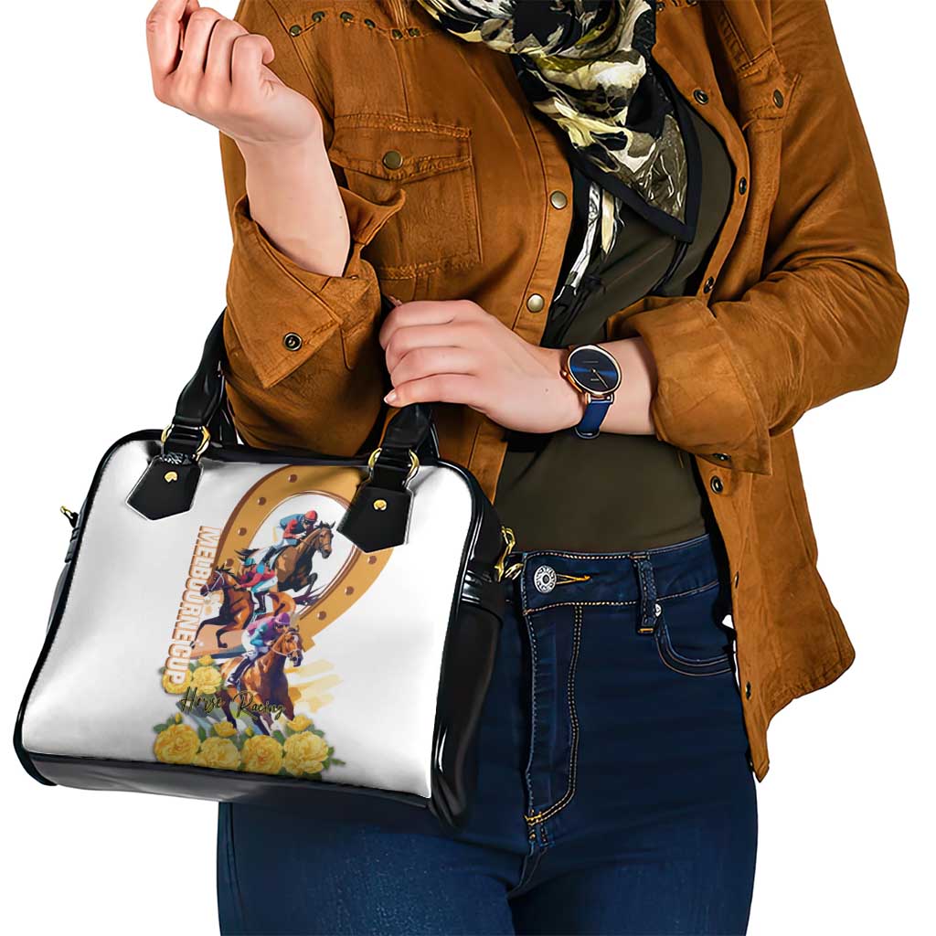 Melbourne Cup Australia Shoulder Handbag Horse Racing Horseshoe Mix Yellow Roses LT14