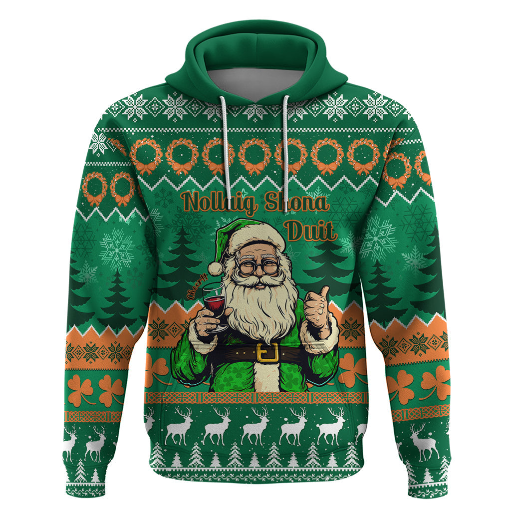 Personalised Ireland Christmas Hoodie Irish Santa Claus Nollaig Shona Duit LT14