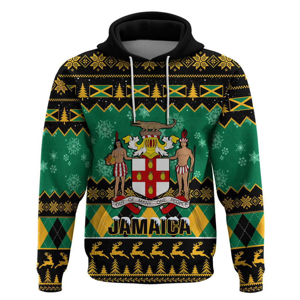 Personalised Jamaica Christmas Hoodie Jamaican Coat Of Arms Xmas Vibes LT14