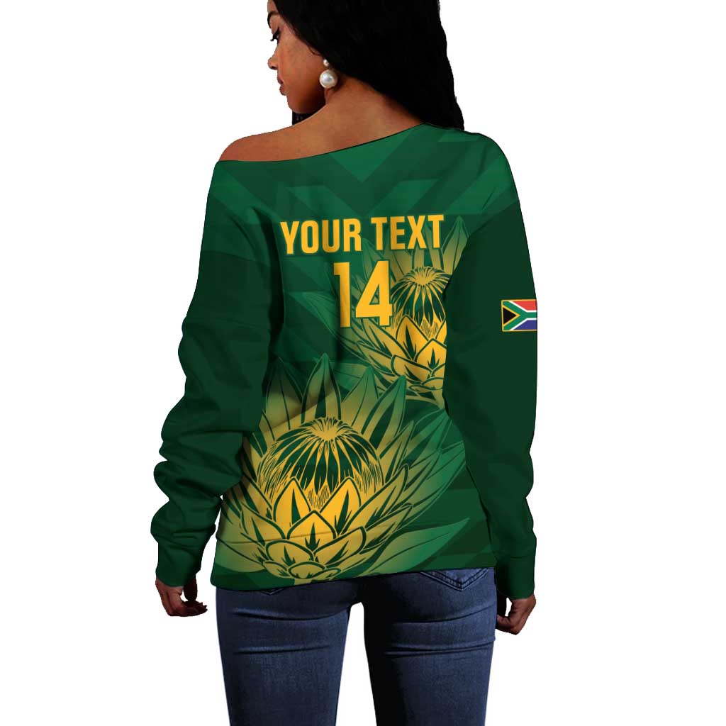 Custom South Africa Cricket Off Shoulder Sweater Go Champions Proteas LT14