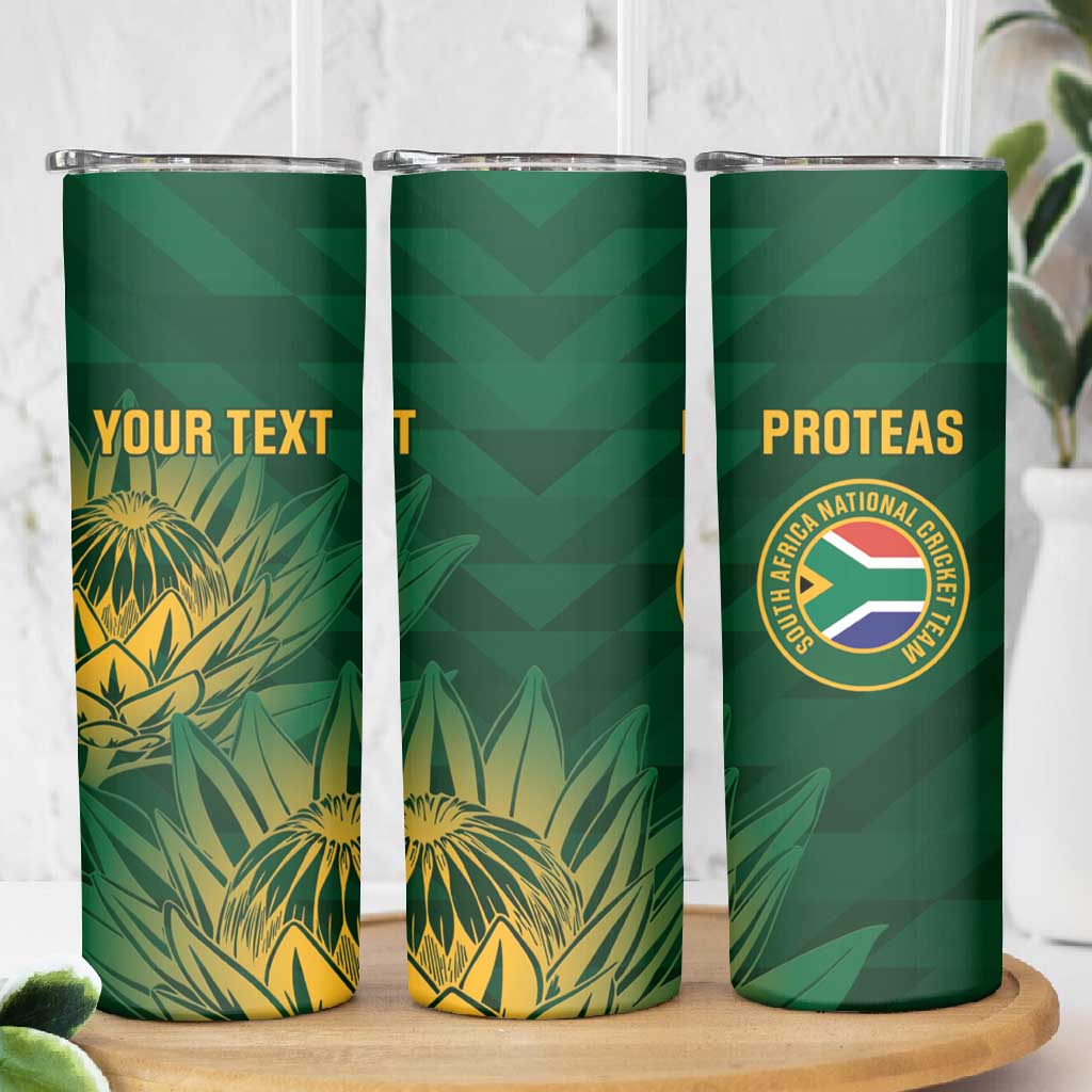 Custom South Africa Cricket Skinny Tumbler Go Champions Proteas LT14