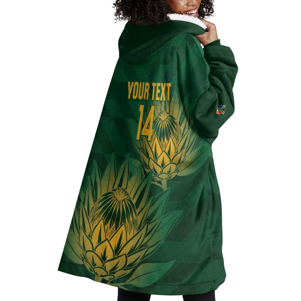 Custom South Africa Cricket Wearable Blanket Hoodie Go Champions Proteas LT14