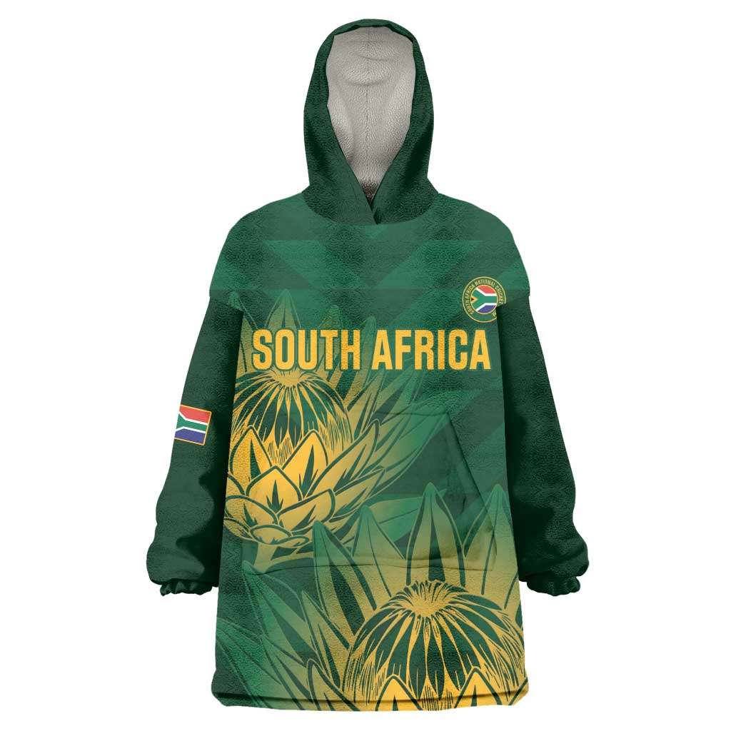 Custom South Africa Cricket Wearable Blanket Hoodie Go Champions Proteas LT14