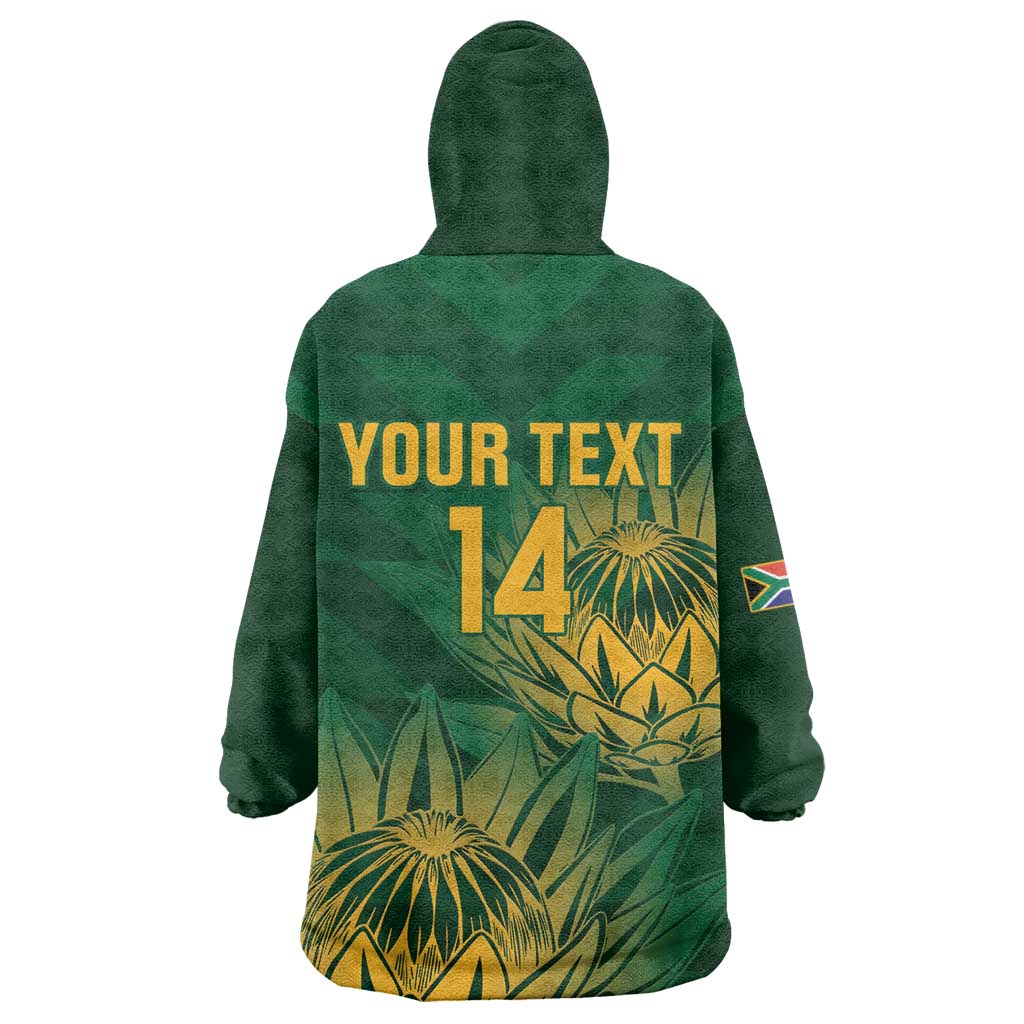 Custom South Africa Cricket Wearable Blanket Hoodie Go Champions Proteas LT14