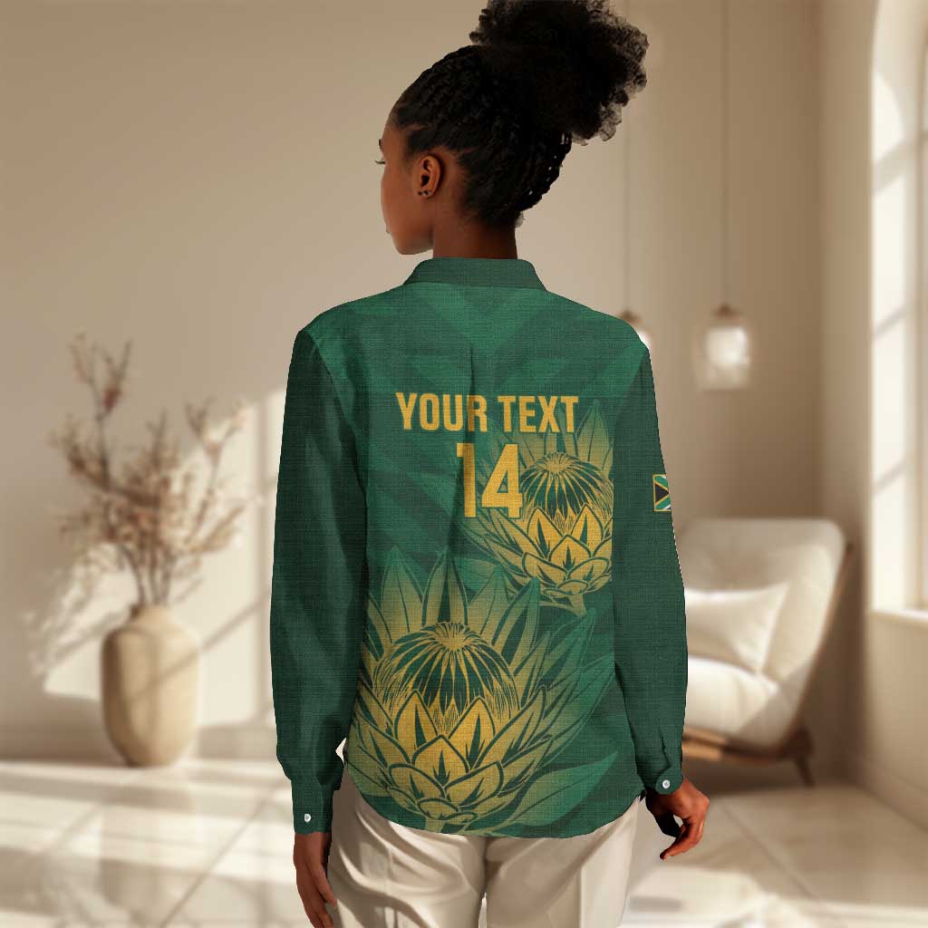 Custom South Africa Cricket Women Casual Shirt Go Champions Proteas LT14
