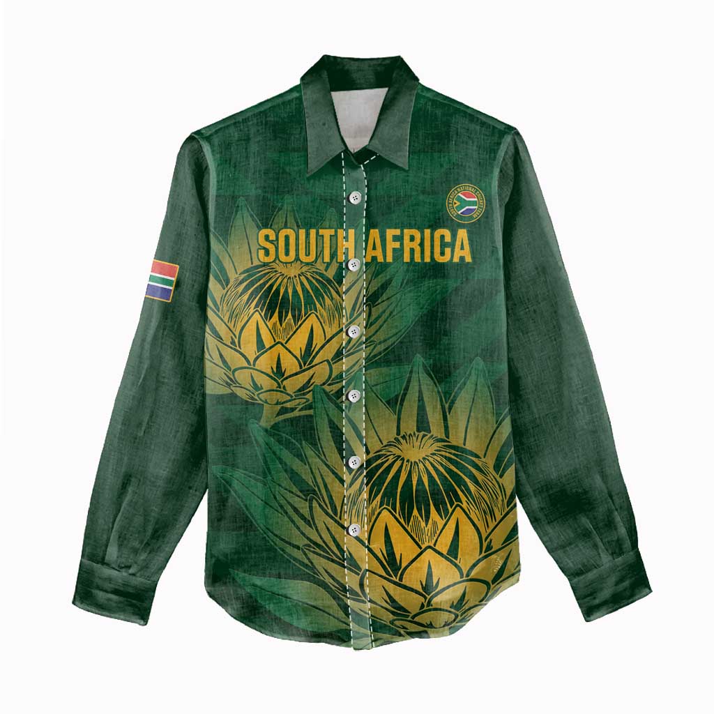 Custom South Africa Cricket Women Casual Shirt Go Champions Proteas LT14