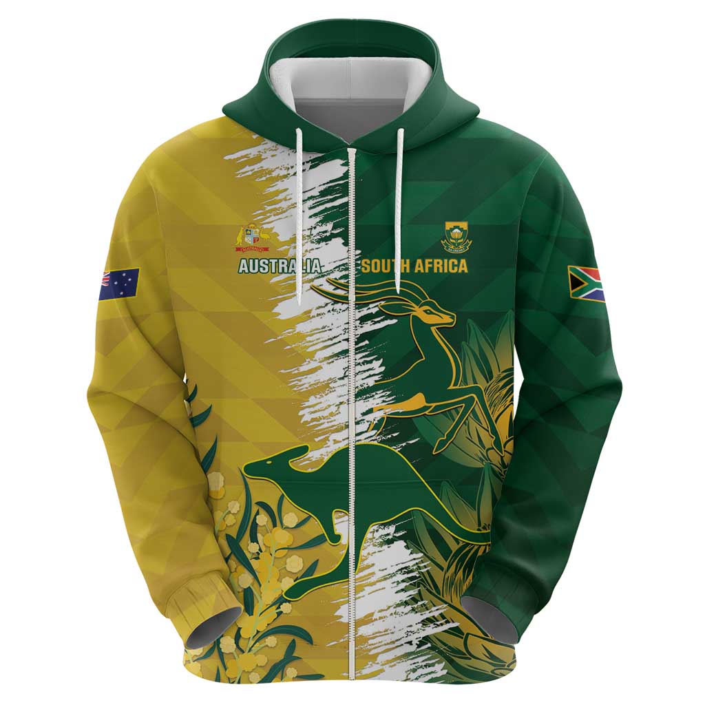 Custom Australia And South Africa Cricket Hoodie Aussies Proteas Together LT14