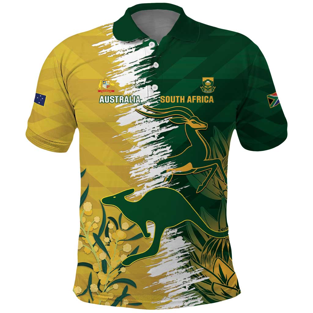 Custom Australia And South Africa Cricket Polo Shirt Aussies Proteas Together LT14