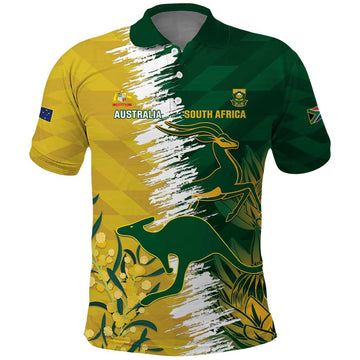 Custom Australia And South Africa Cricket Polo Shirt Aussies Proteas Together LT14