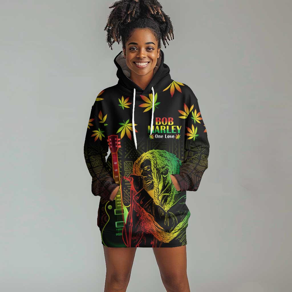 Afro Jamaica Legend Bob Day Hoodie Dress One Love Jamaican Reggae African Pattern LT14