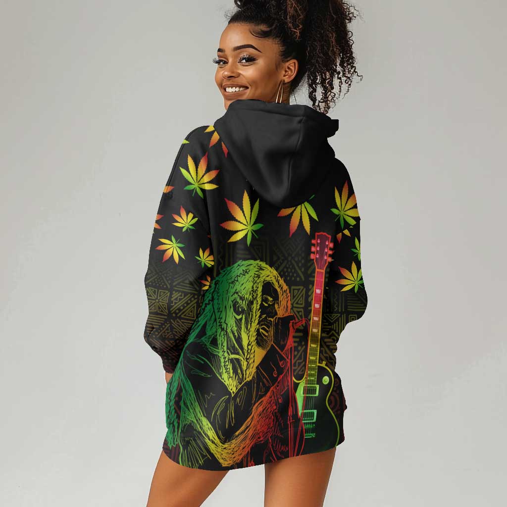 Afro Jamaica Legend Bob Day Hoodie Dress One Love Jamaican Reggae African Pattern LT14