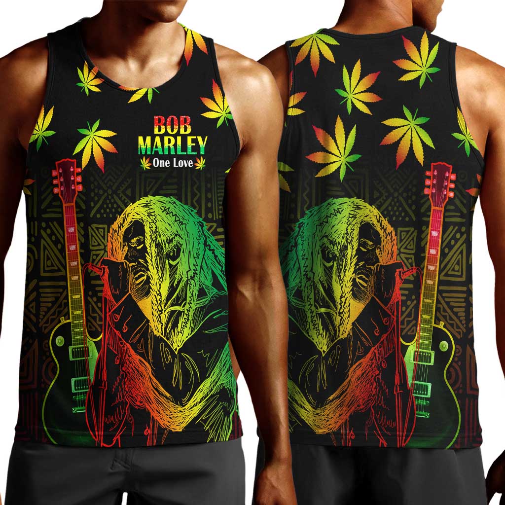 Afro Jamaica Legend Bob Day Men Tank Top One Love Jamaican Reggae African Pattern LT14