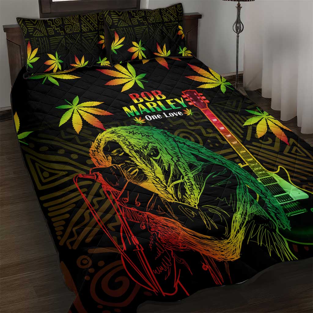 Afro Jamaica Legend Bob Day Quilt Bed Set One Love Jamaican Reggae African Pattern LT14