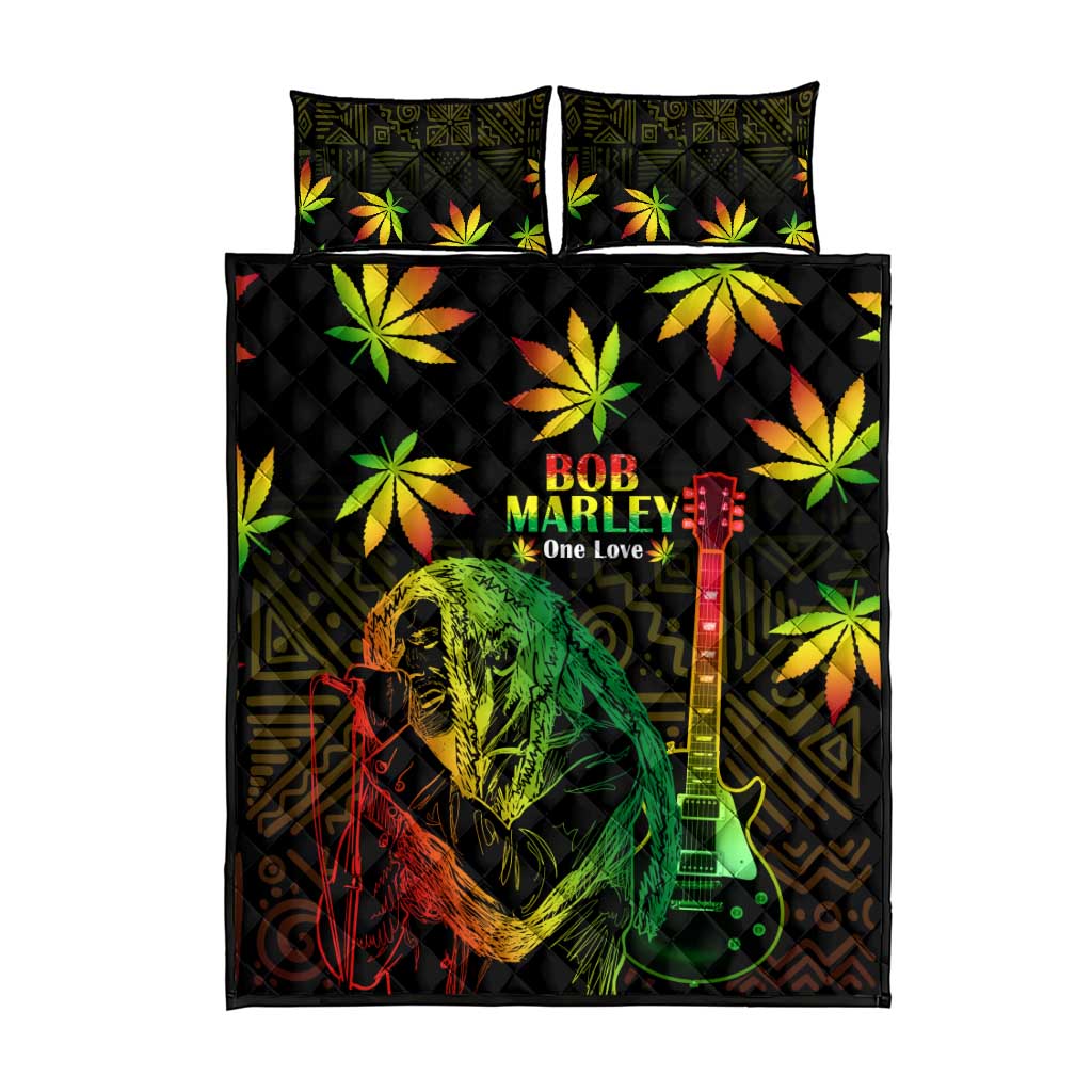 Afro Jamaica Legend Bob Day Quilt Bed Set One Love Jamaican Reggae African Pattern LT14