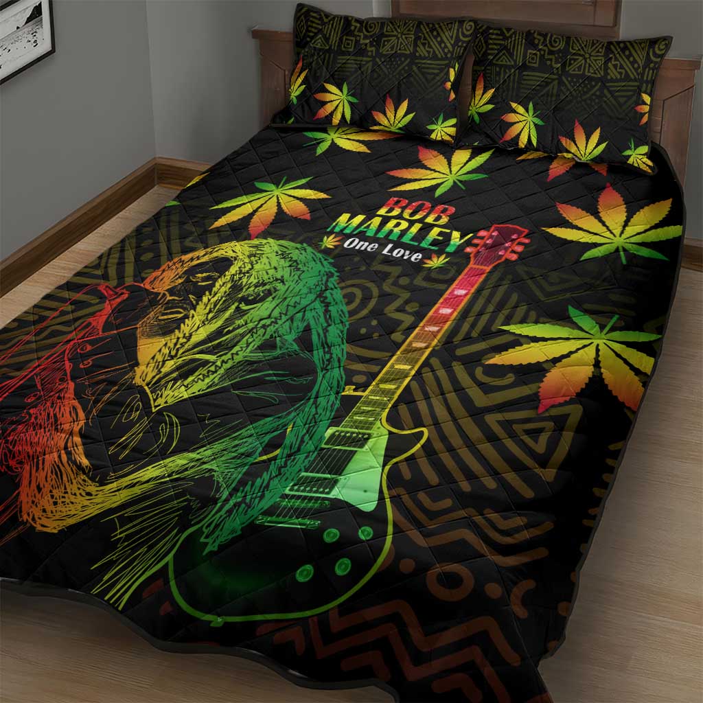 Afro Jamaica Legend Bob Day Quilt Bed Set One Love Jamaican Reggae African Pattern LT14