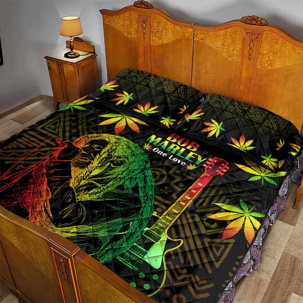 Afro Jamaica Legend Bob Day Quilt Bed Set One Love Jamaican Reggae African Pattern LT14