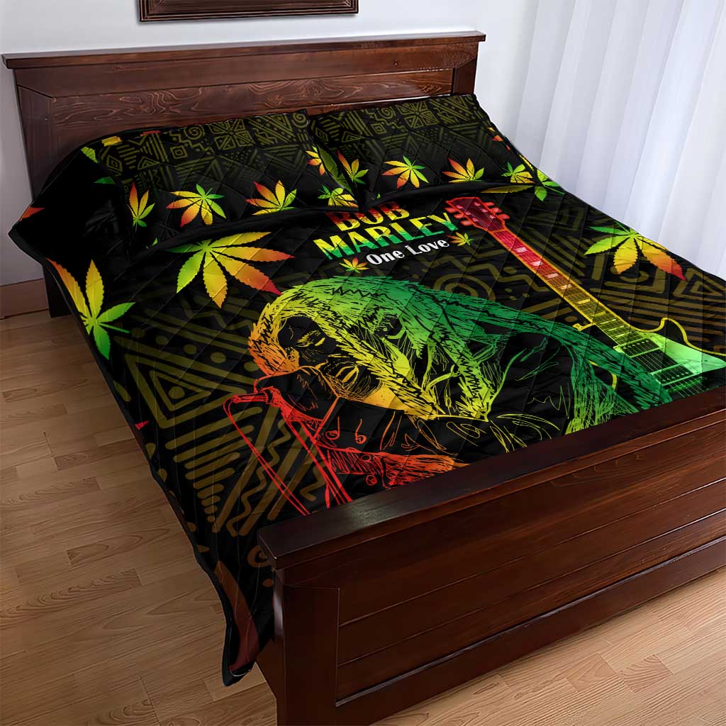 Afro Jamaica Legend Bob Day Quilt Bed Set One Love Jamaican Reggae African Pattern LT14