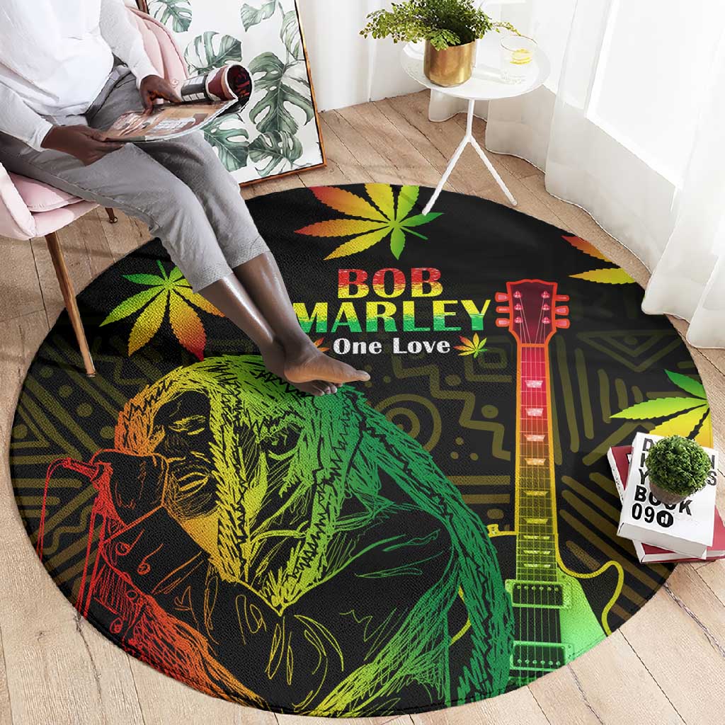 Afro Jamaica Legend Bob Day Round Carpet One Love Jamaican Reggae African Pattern LT14