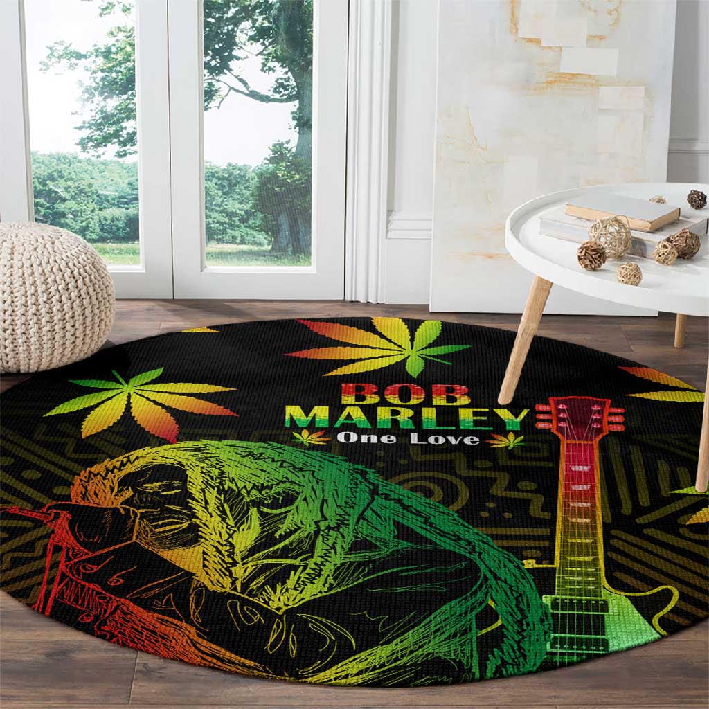 Afro Jamaica Legend Bob Day Round Carpet One Love Jamaican Reggae African Pattern LT14