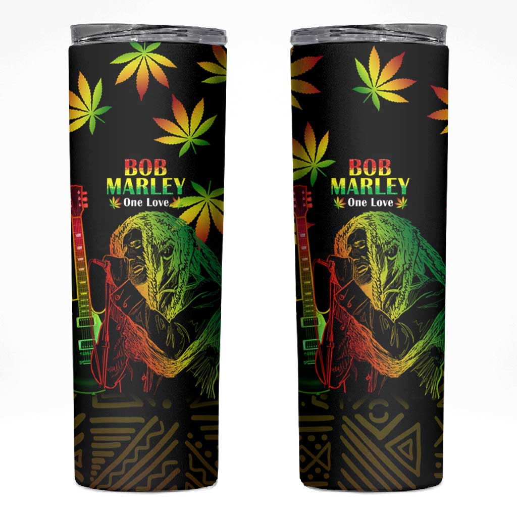 Afro Jamaica Legend Bob Day Skinny Tumbler One Love Jamaican Reggae African Pattern LT14