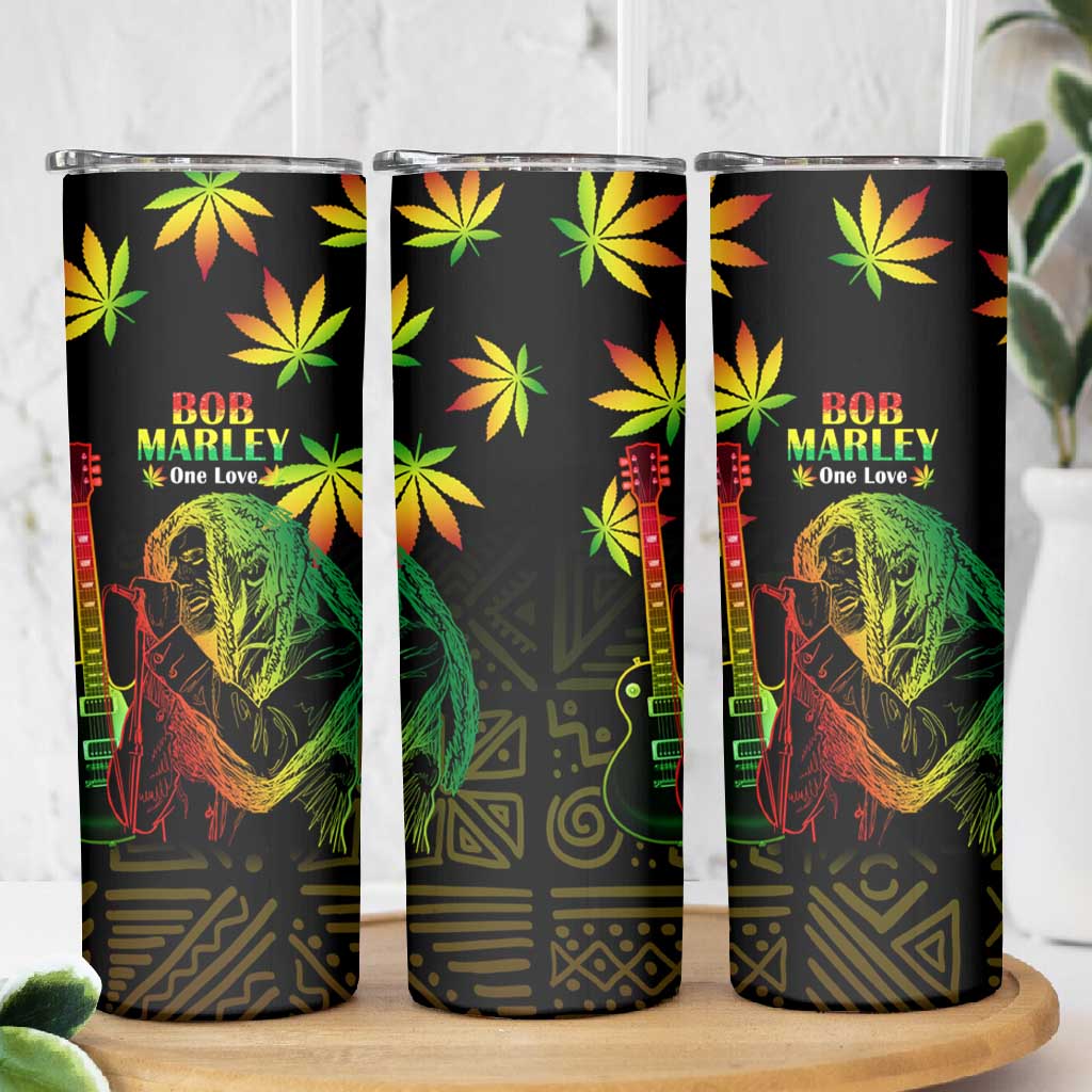 Afro Jamaica Legend Bob Day Skinny Tumbler One Love Jamaican Reggae African Pattern LT14