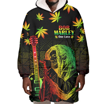Afro Jamaica Legend Bob Day Wearable Blanket Hoodie One Love Jamaican Reggae African Pattern LT14