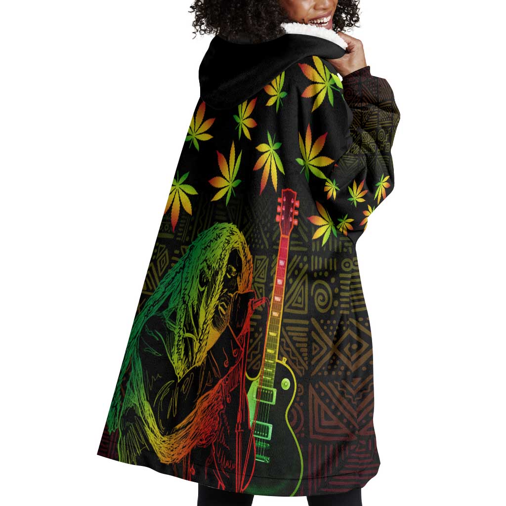 Afro Jamaica Legend Bob Day Wearable Blanket Hoodie One Love Jamaican Reggae African Pattern LT14