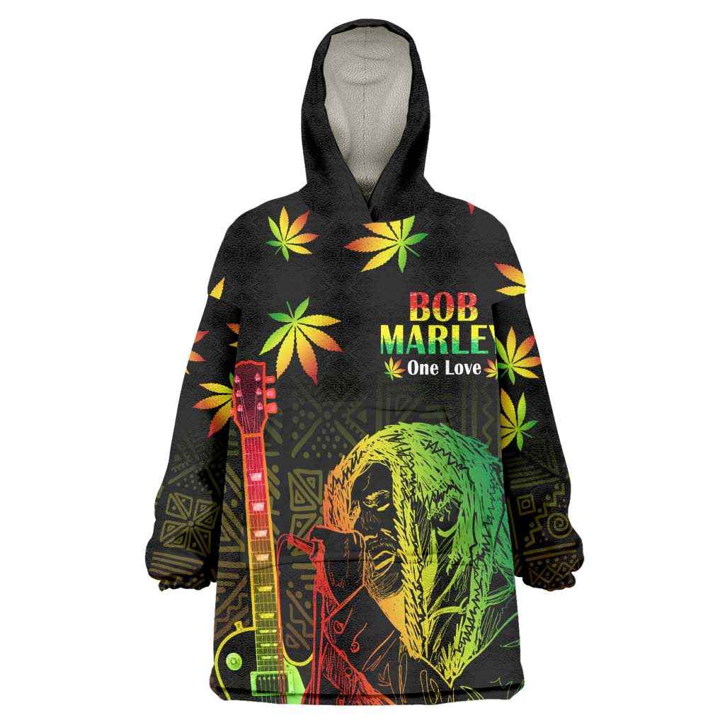 Afro Jamaica Legend Bob Day Wearable Blanket Hoodie One Love Jamaican Reggae African Pattern LT14