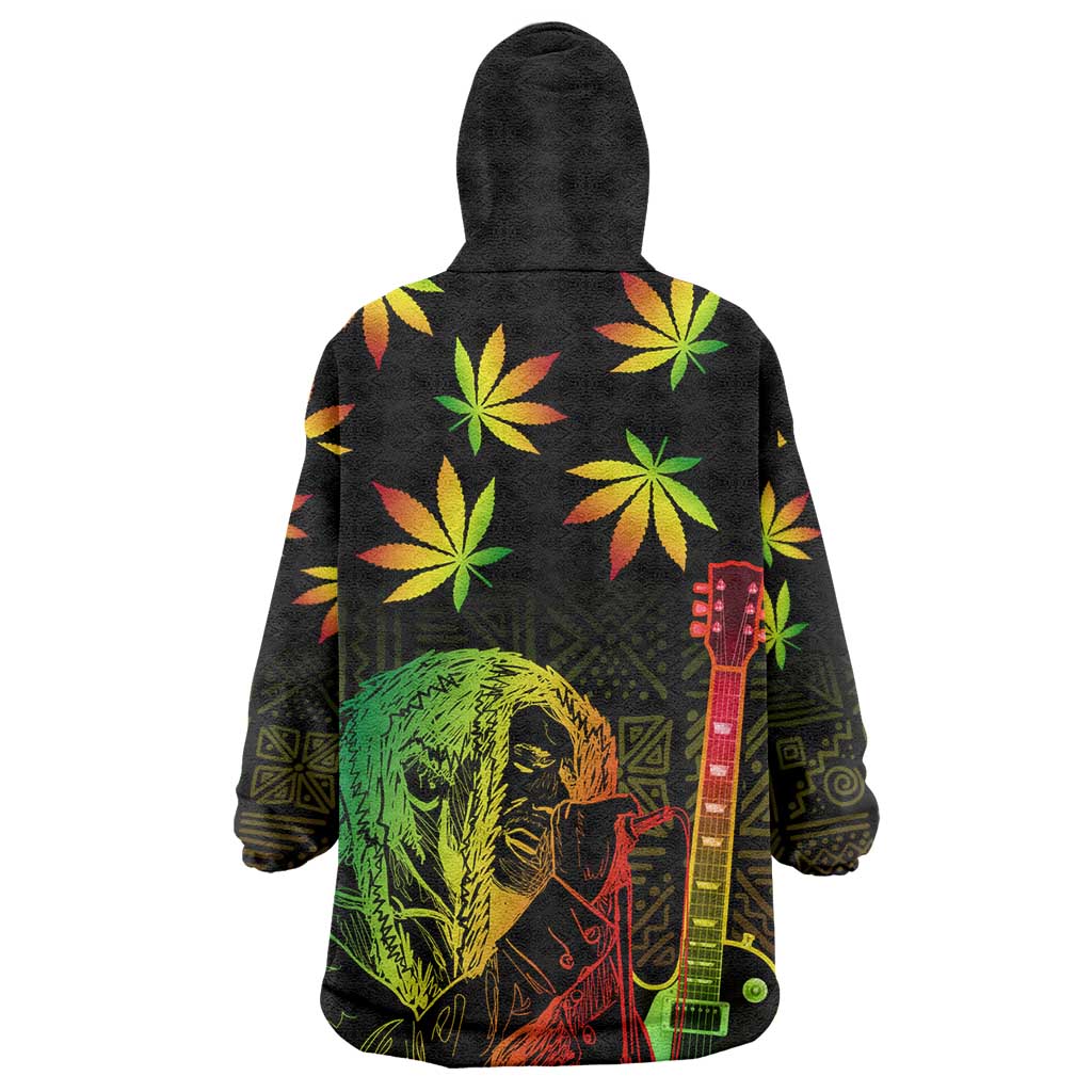 Afro Jamaica Legend Bob Day Wearable Blanket Hoodie One Love Jamaican Reggae African Pattern LT14