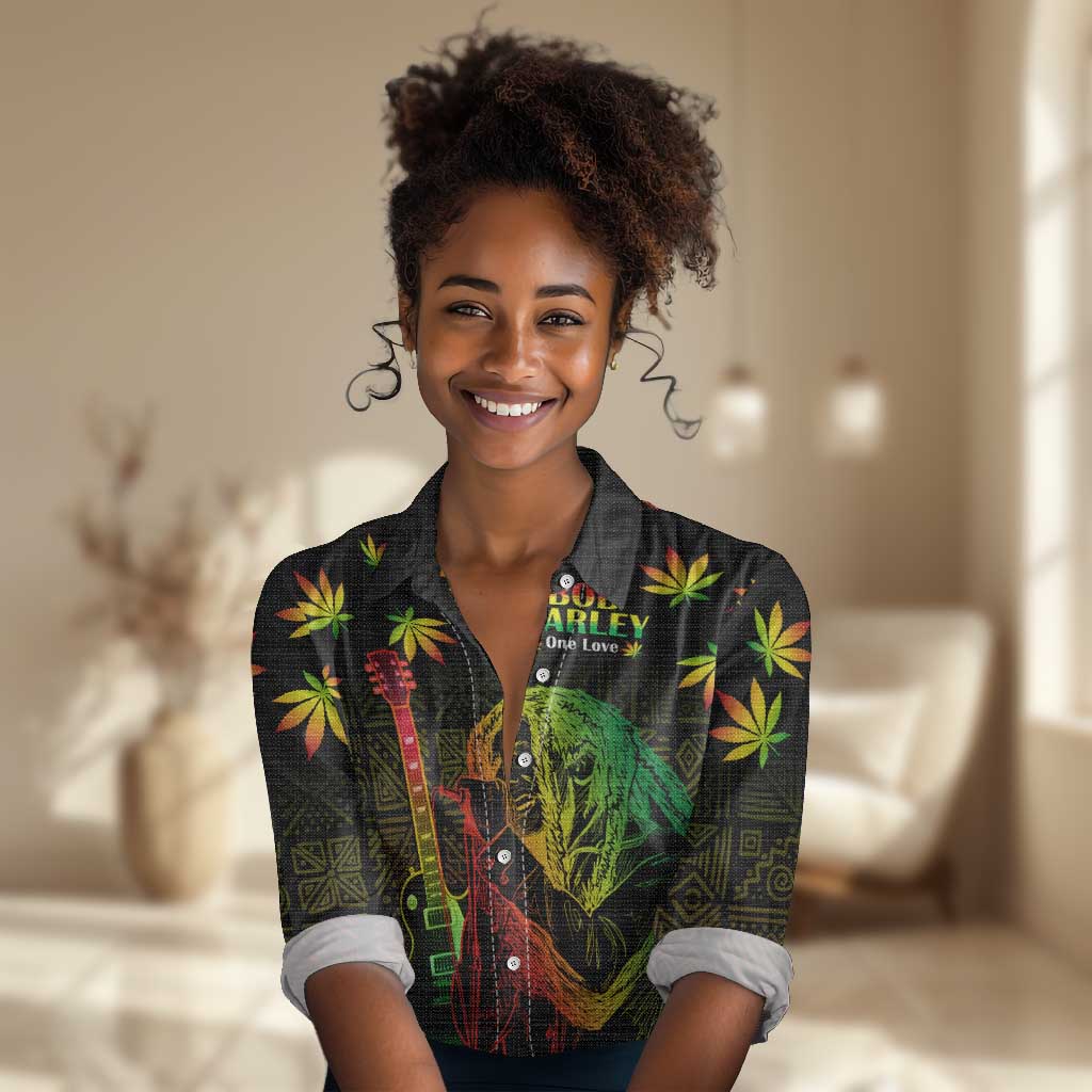 Afro Jamaica Legend Bob Day Women Casual Shirt One Love Jamaican Reggae African Pattern LT14