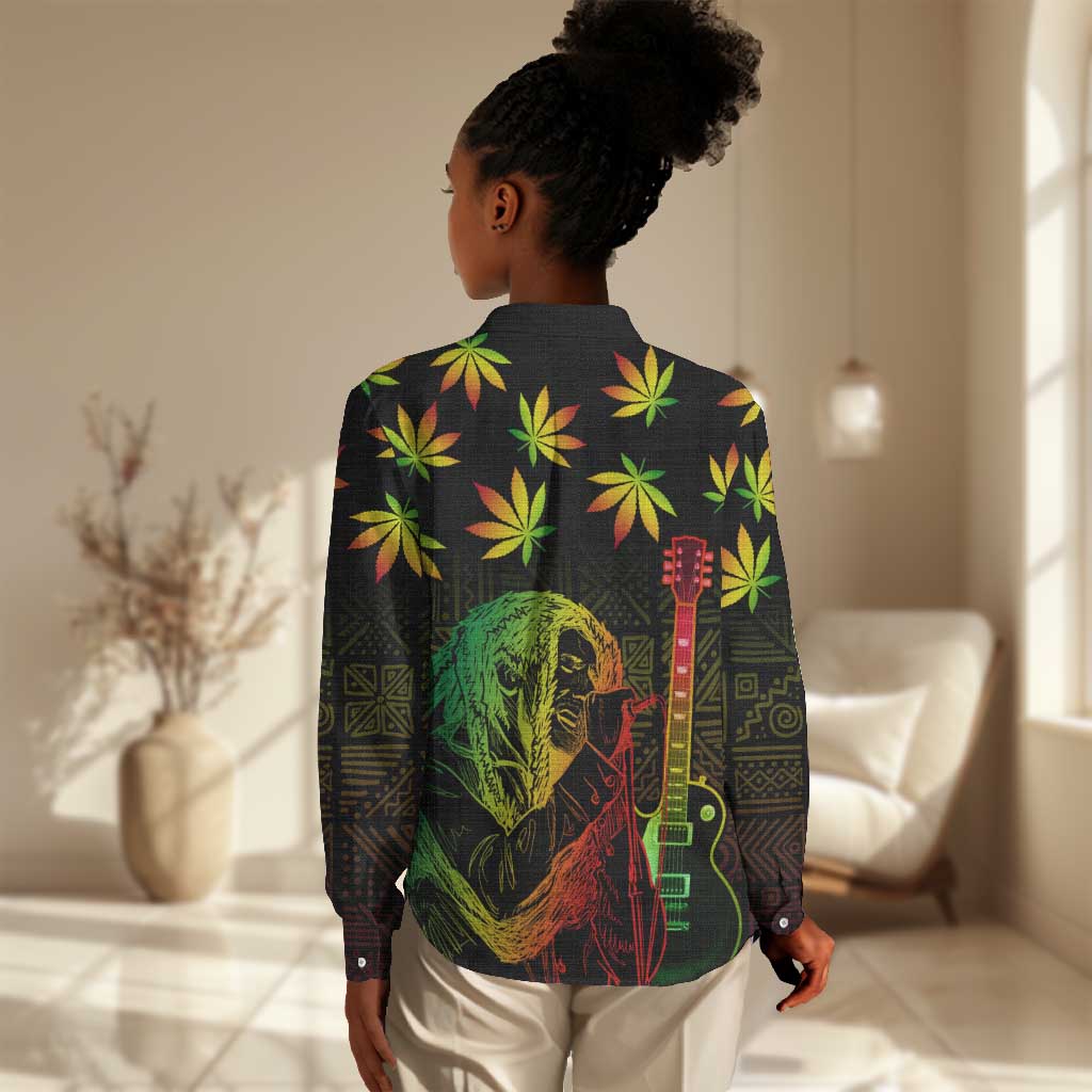 Afro Jamaica Legend Bob Day Women Casual Shirt One Love Jamaican Reggae African Pattern LT14