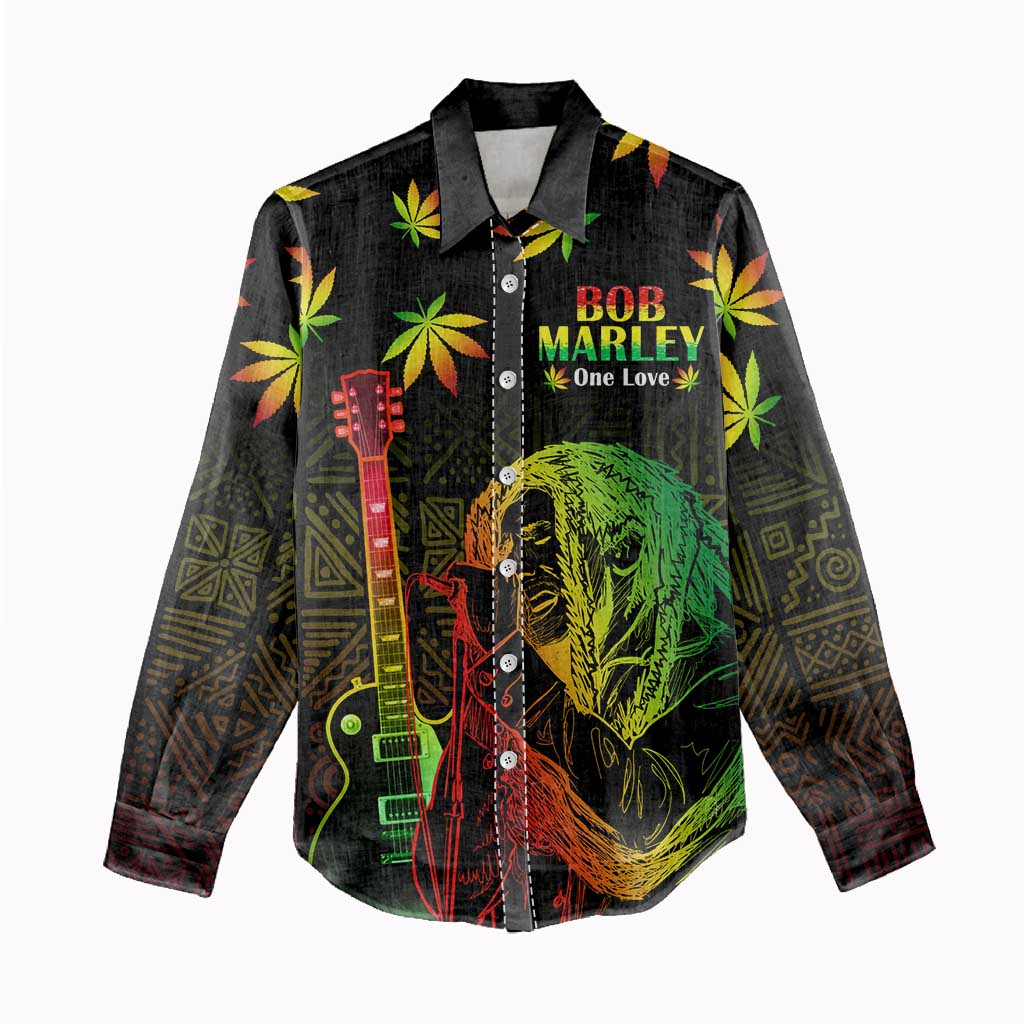 Afro Jamaica Legend Bob Day Women Casual Shirt One Love Jamaican Reggae African Pattern LT14