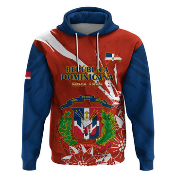 Dominican Republic Independence Day Hoodie Coat Of Arms With Bayahibe Rose LT14
