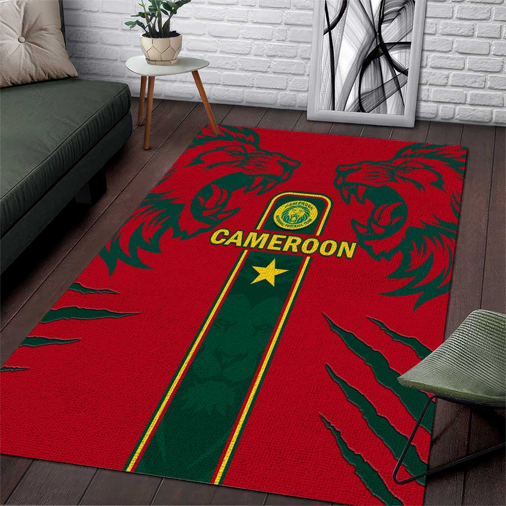 Cameroon Football Area Rug 2024 African Nations Go Champions Lion Style LT14