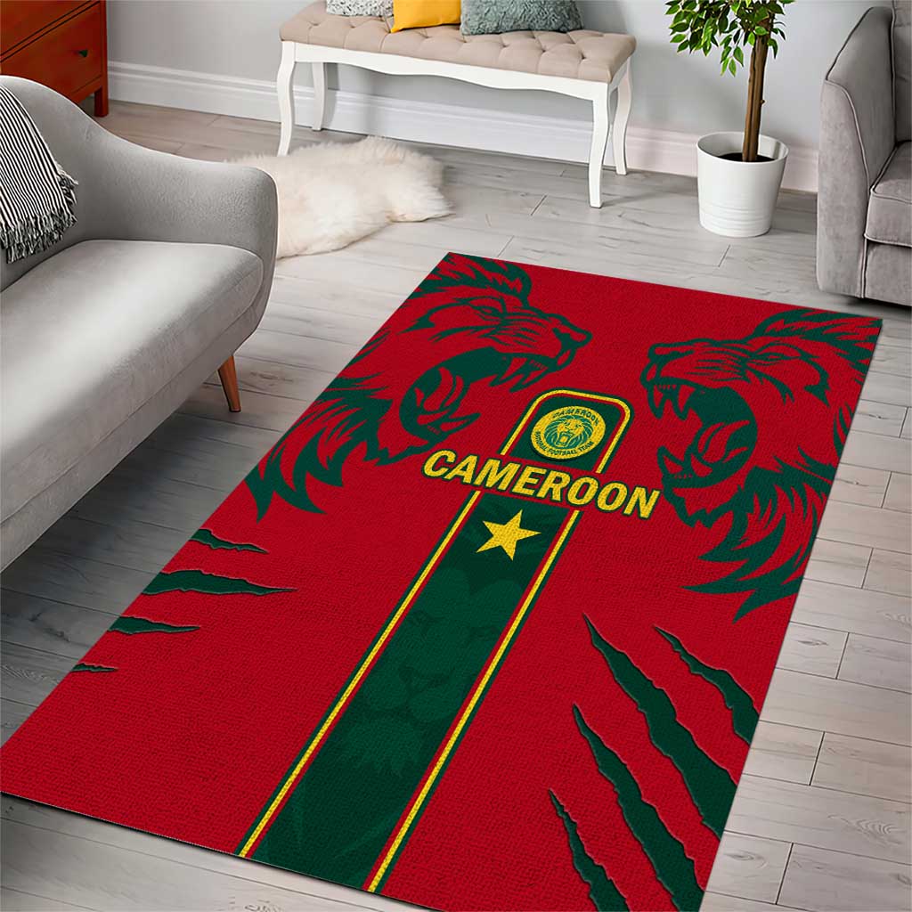 Cameroon Football Area Rug 2024 African Nations Go Champions Lion Style LT14