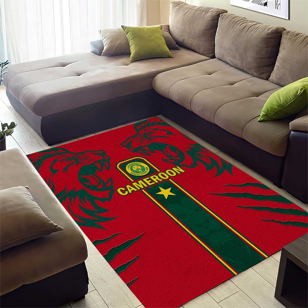 Cameroon Football Area Rug 2024 African Nations Go Champions Lion Style LT14
