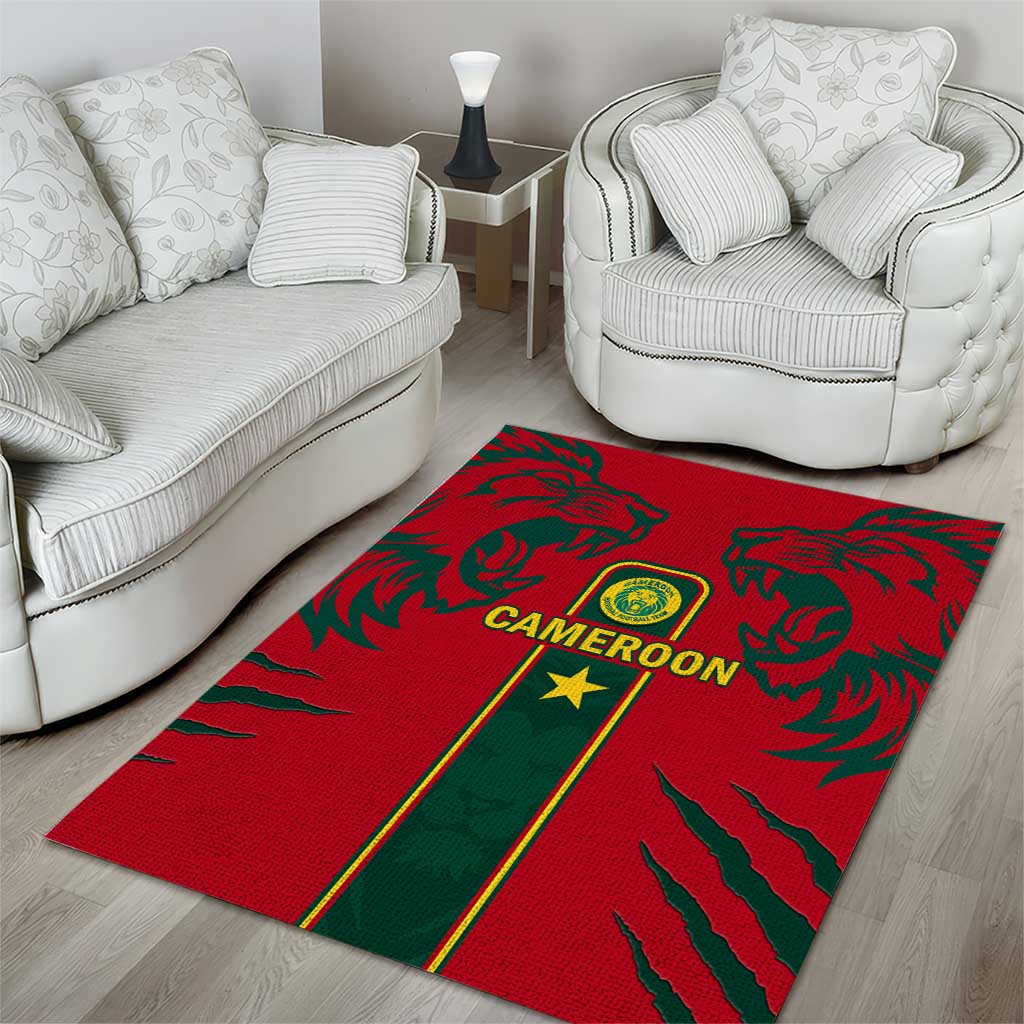 Cameroon Football Area Rug 2024 African Nations Go Champions Lion Style LT14